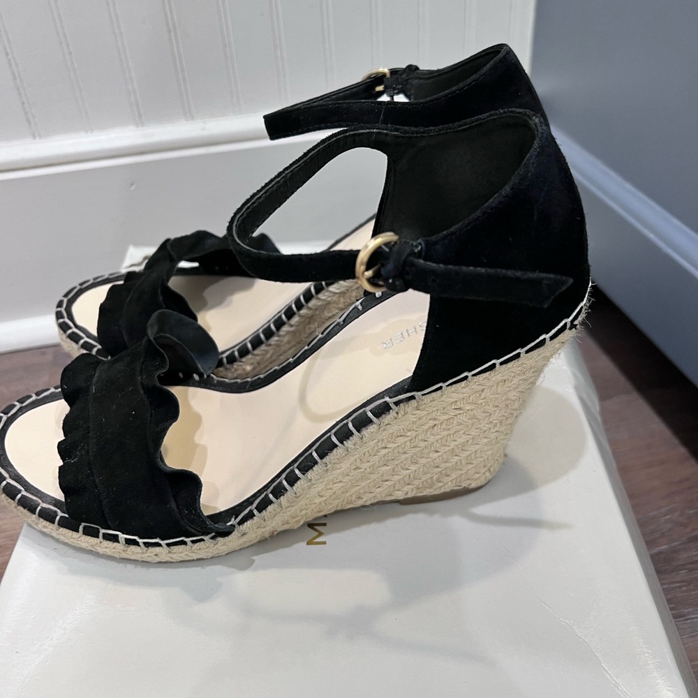 Marc Fisher - Kickoff black, suede, wedge sandal, size 10